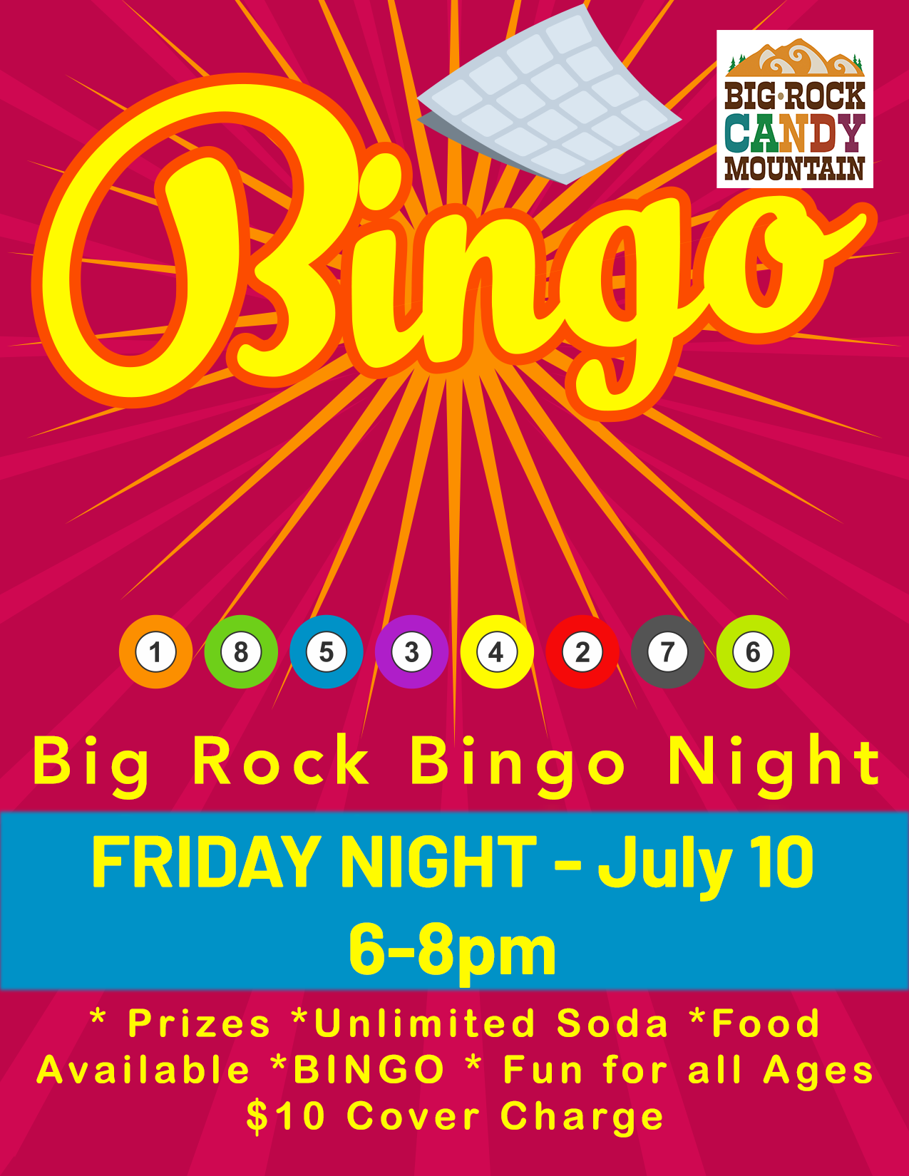 BIG ROCK BINGO NIGHT - FRIDAY July 10