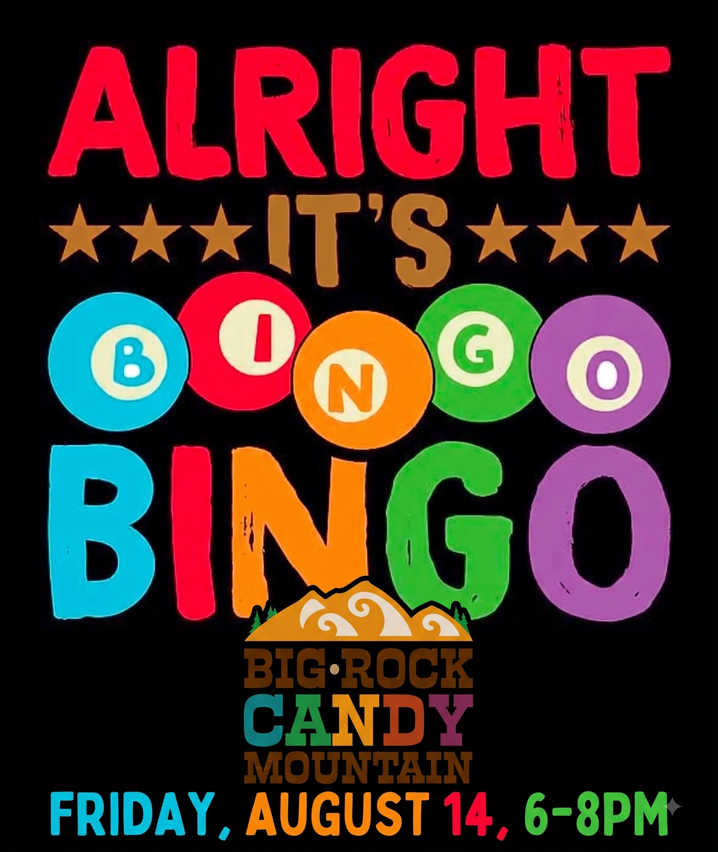BIG ROCK BINGO NIGHT - FRIDAY August 14