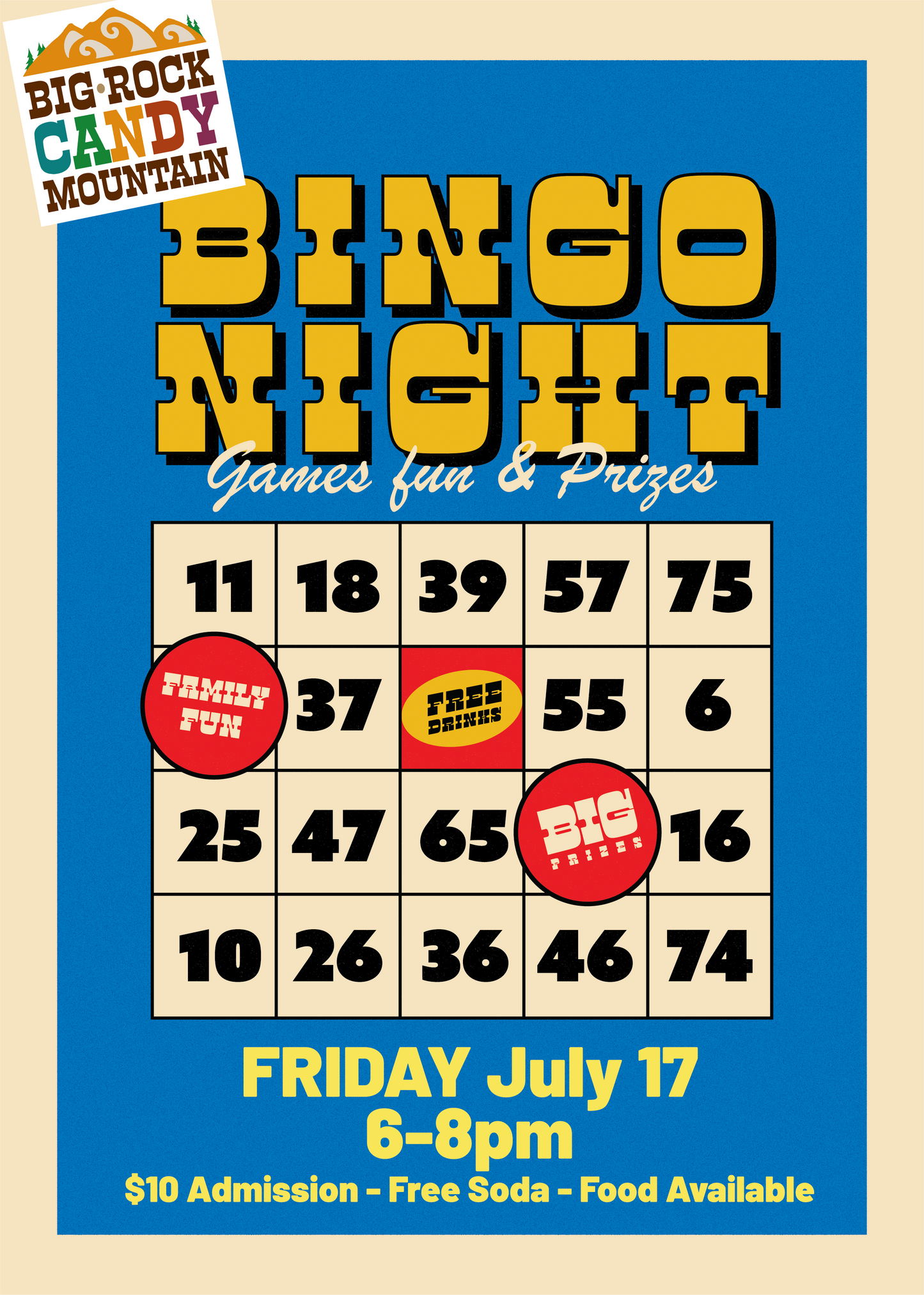 BIG ROCK BINGO NIGHT - FRIDAY July 17